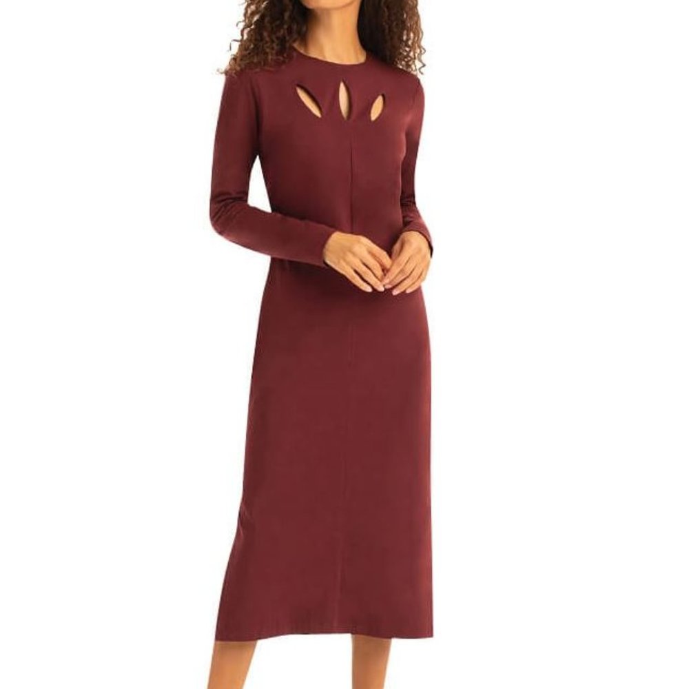 Synergy Organic Clothing Women's Caitlin Dress Small in Mahogany-Burgundy-Wine